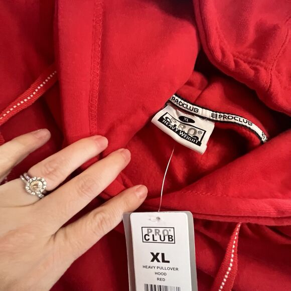 Pro Club Men's Heavyweight Pullover Hoodie (13oz) Size XL Red - Picture 10 of 10